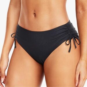 Elegant Black Ruched Bikini Bottom